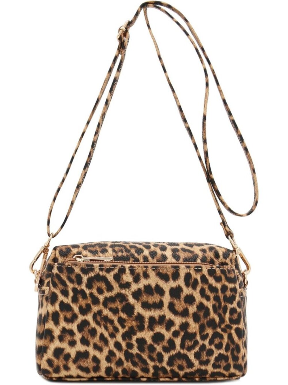 Women's Tan Triple ZIP Small Lightweight Shoulder Purse Crossbody Bag